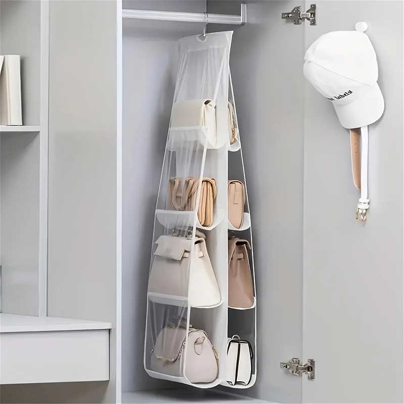 Tu closet más ordenado con el Organizador de Bolsos Vertical 8 Puestos