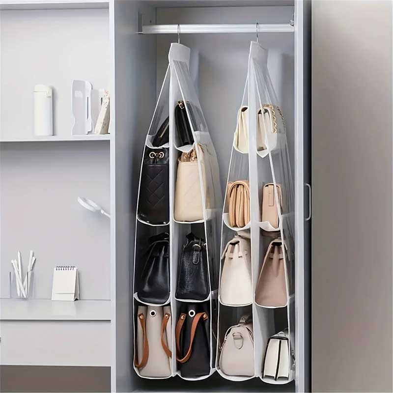 Tu closet más ordenado con el Organizador de Bolsos Vertical 8 Puestos