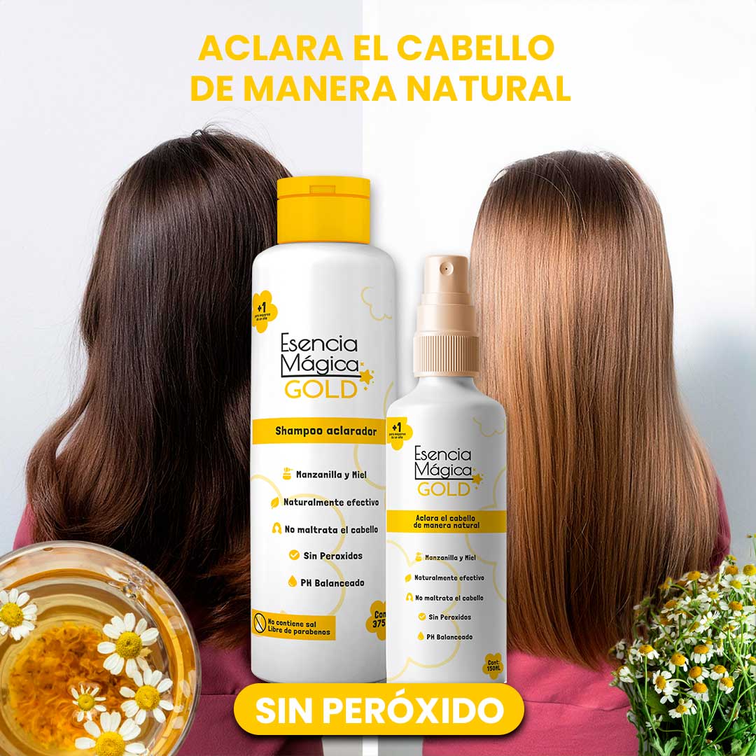 Cabello claro, brillante y protegido con el Kit Aclarador Shampoo + Tonico Gold kids