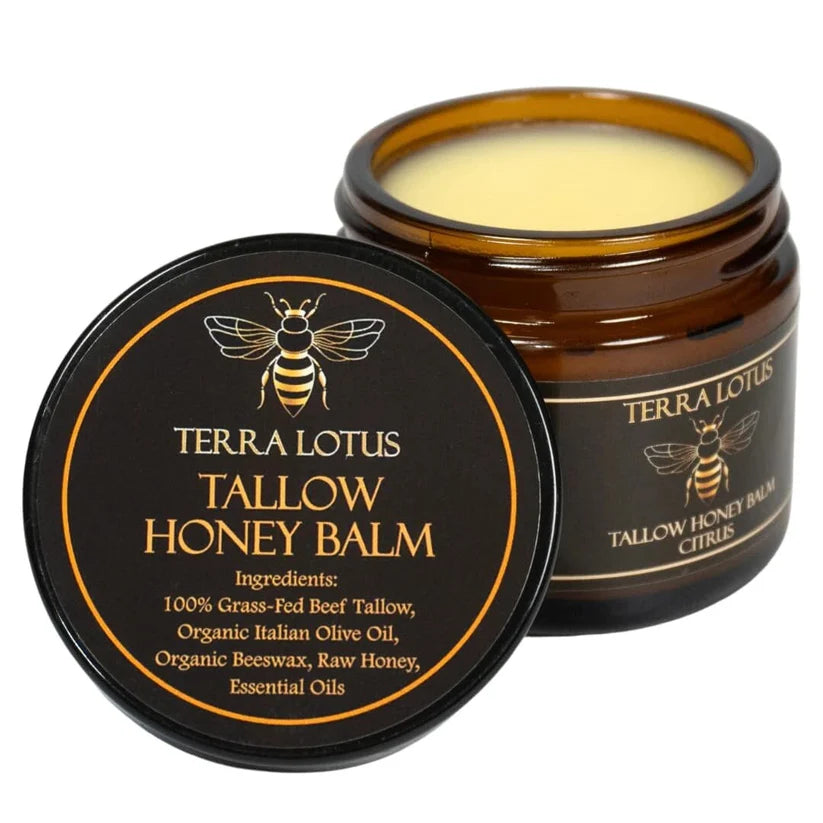 Elimina manchas, estrías y cicatrices con el Bálsamo de Sebo de res y miel orgánico - Terra Lotus