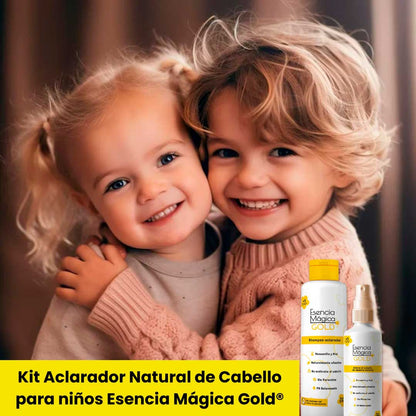Cabello claro, brillante y protegido con el Kit Aclarador Shampoo + Tonico Gold kids
