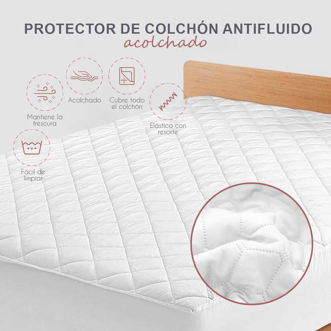 Olvídate de manchas y derrames con el protector para colchón antifluido acolchado