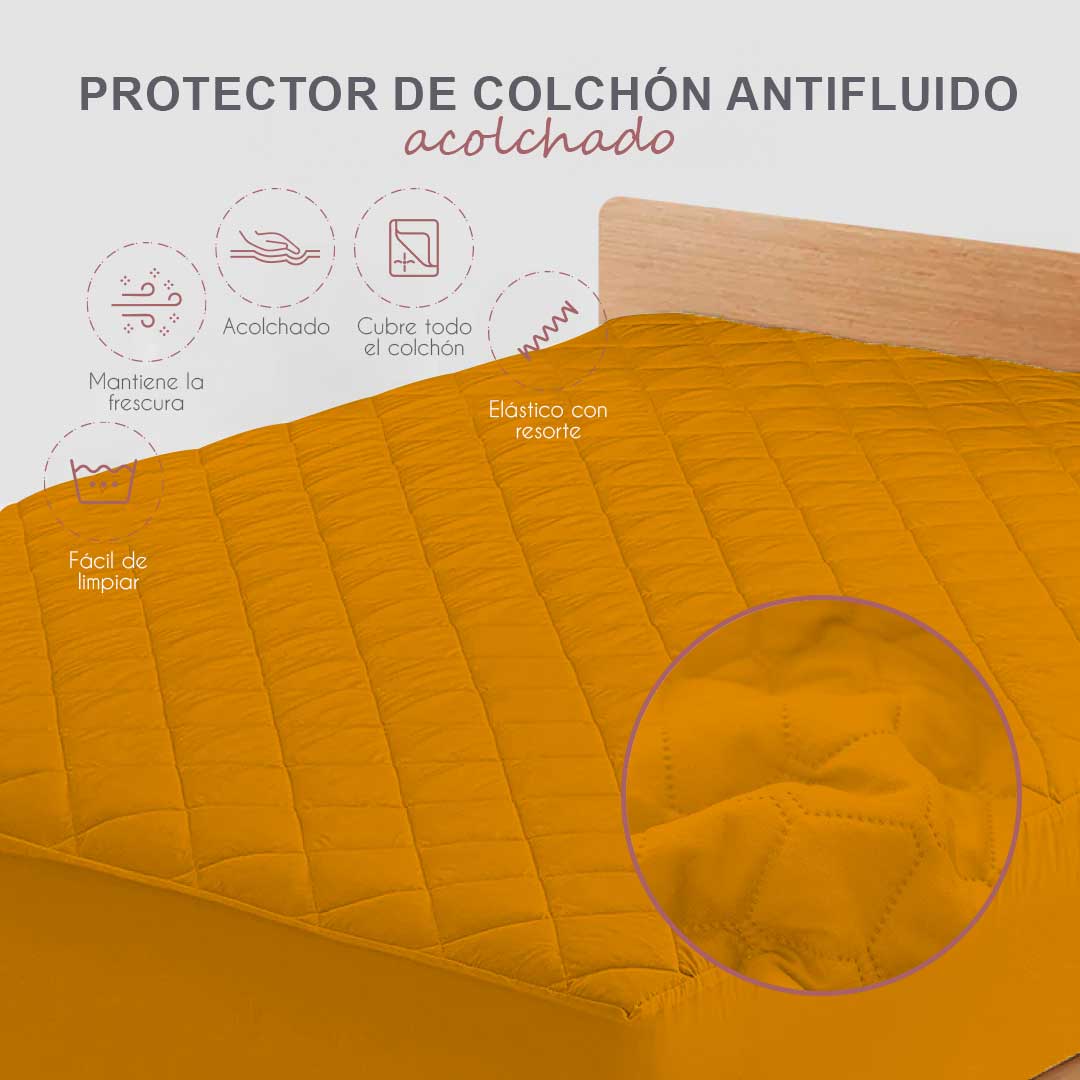 Olvídate de manchas y derrames con el protector para colchón antifluido acolchado